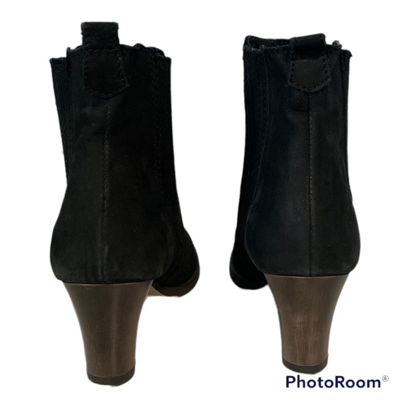 PEGABO Black Leather Short Ankle Riding Chelsea Boots - Picture 3 of 6